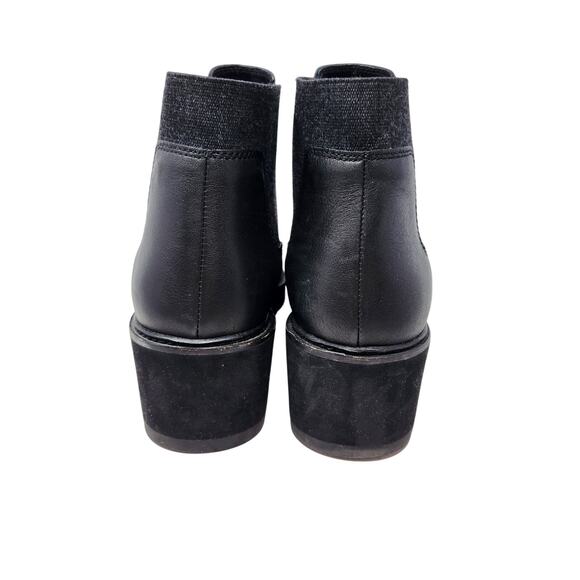 Eileen Fisher Chelsea Platform Wedge Leather Ankle Bootie Pull On Black Size 10 - Picture 8 of 10